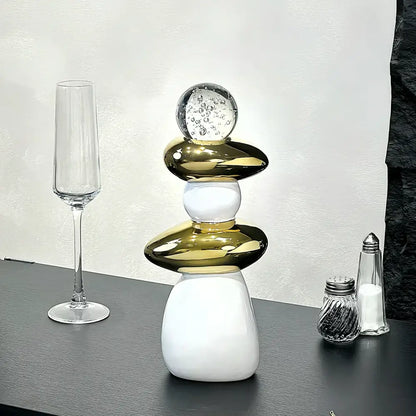 Modern black ceramic decorative crystal ball statue living room decor