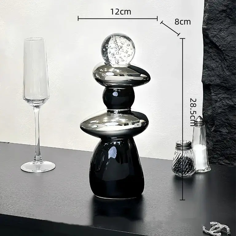 Modern black ceramic decorative crystal ball statue living room decor