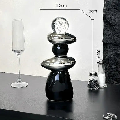 Modern black ceramic decorative crystal ball statue living room decor
