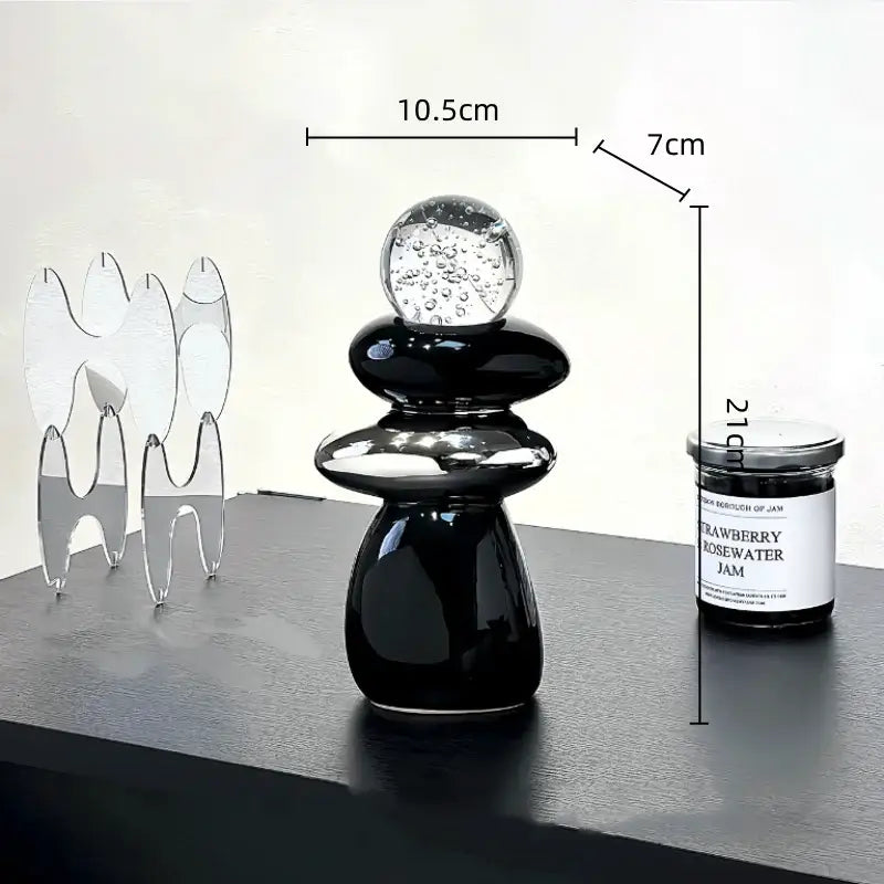 Modern black ceramic decorative crystal ball statue living room decor