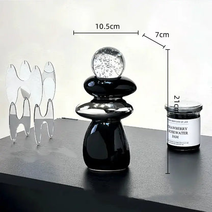Modern black ceramic decorative crystal ball statue living room decor