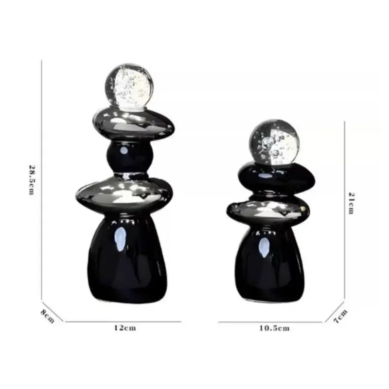 Modern black ceramic decorative crystal ball statue living room decor