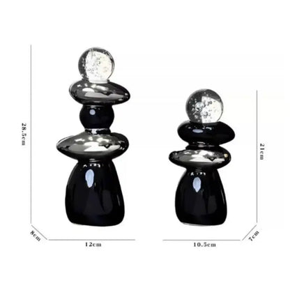 Modern black ceramic decorative crystal ball statue living room decor