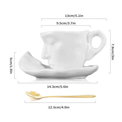 Modern black ceramic kissing face tea cup set dining room latte art