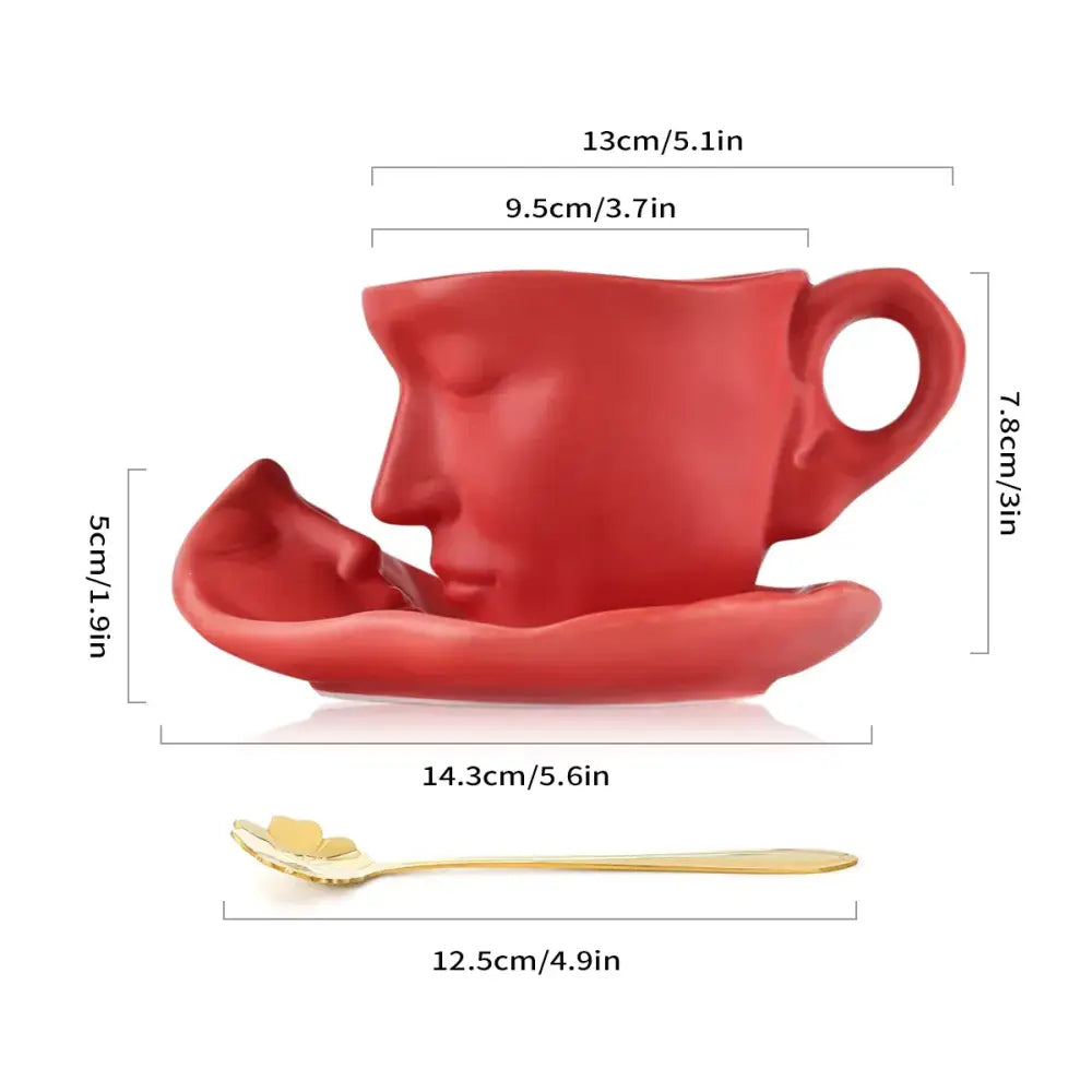 Modern black ceramic kissing face tea cup set dining room latte art