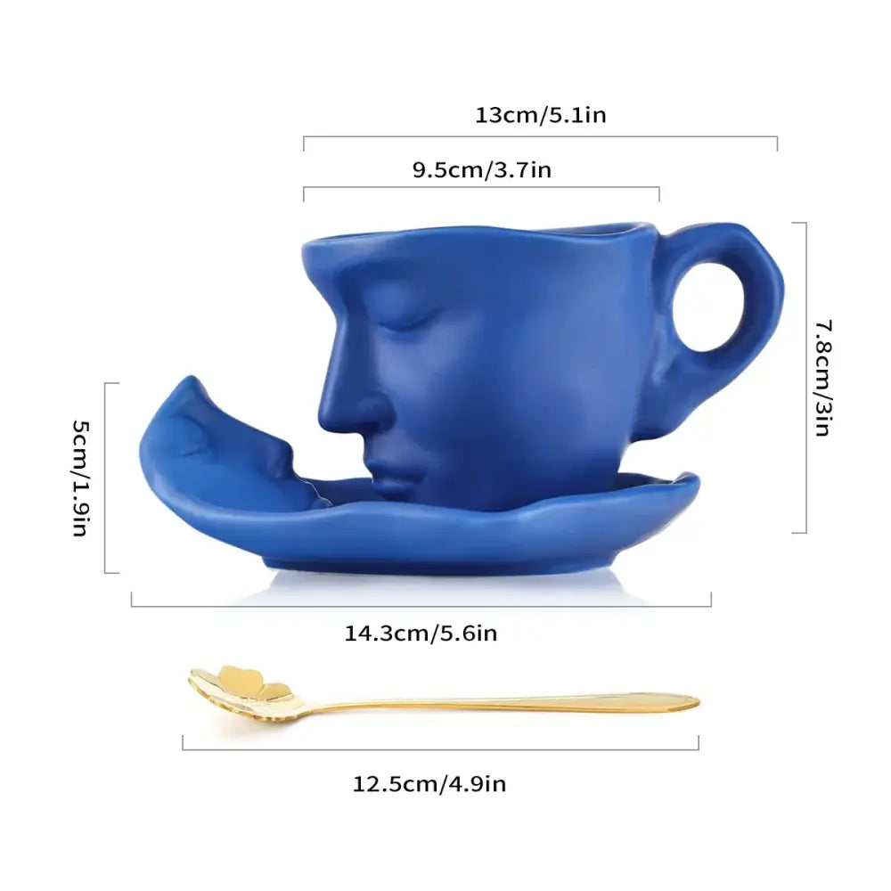 Modern black ceramic kissing face tea cup set dining room latte art