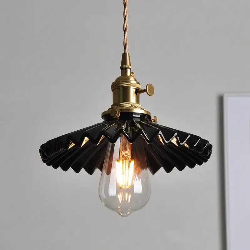 Modern black ceramic led pendant light kitchen brass detail