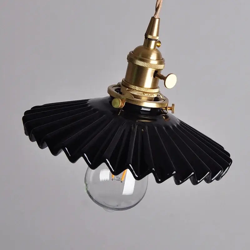 Modern black ceramic led pendant light kitchen brass detail