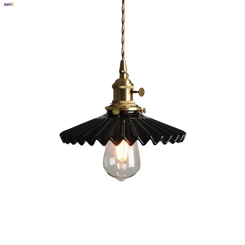 Modern black ceramic led pendant light kitchen brass detail