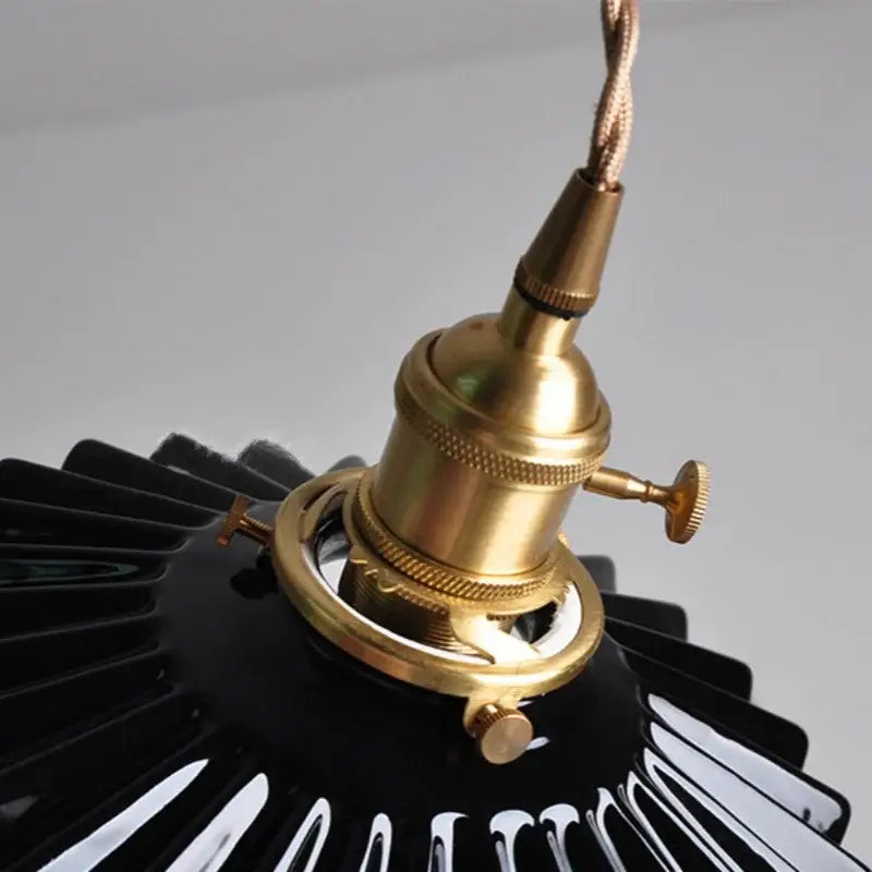 Modern black ceramic led pendant light kitchen brass detail