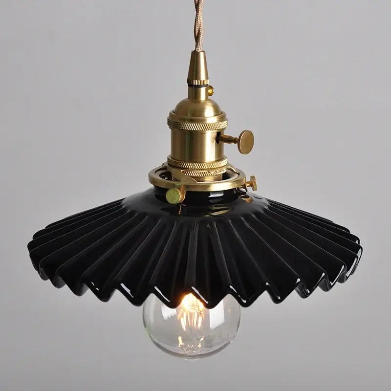 Modern black ceramic led pendant light kitchen brass detail
