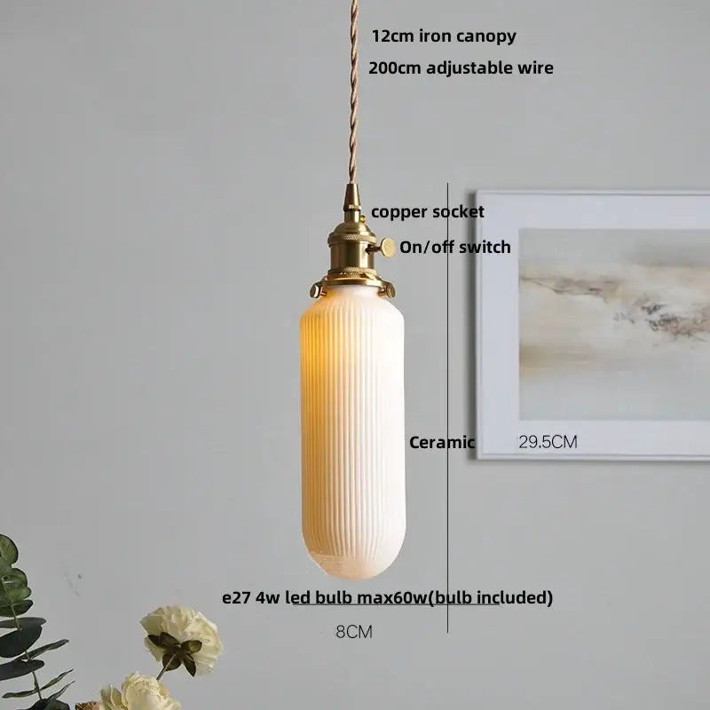Modern black ceramic led pendant light kitchen brass detail