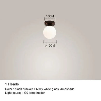 Modern black chandelier gold frosted glass globe living room light