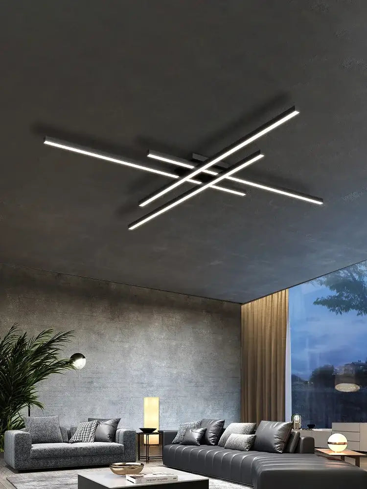 Modern black chandelier led ceiling lamp for living room