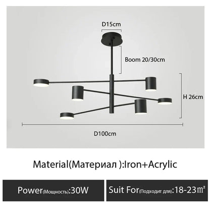 DecorBites™ Modern Black Chandelier: Nordic Style Home Lighting