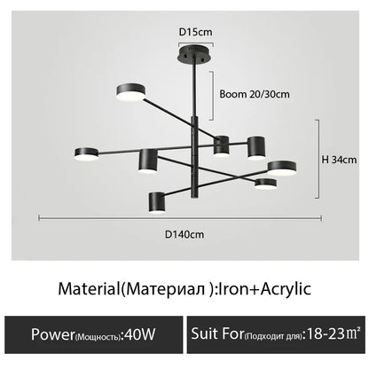 DecorBites™ Modern Black Chandelier: Nordic Style Home Lighting