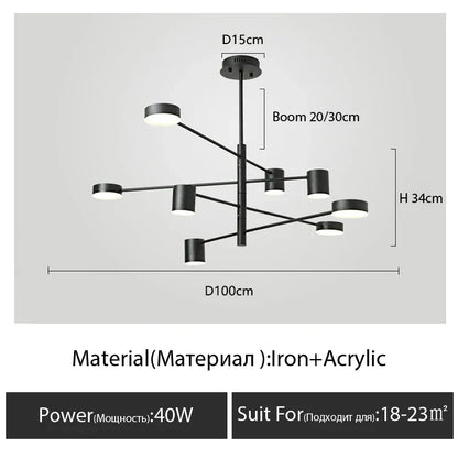 DecorBites™ Modern Black Chandelier: Nordic Style Home Lighting