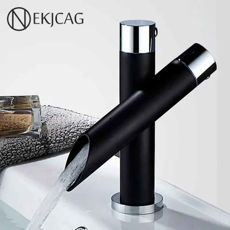 Modern black & chrome basin faucet bathroom water saving mixer