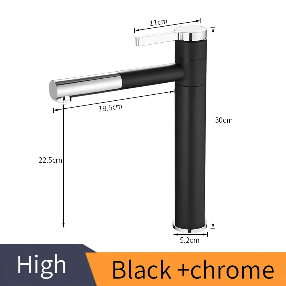 Modern black & chrome brass bathroom faucet swivel spout vanity tap
