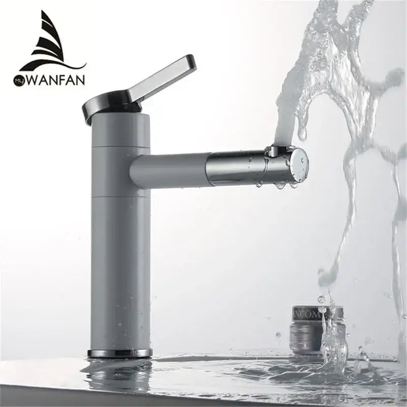 Modern black & chrome brass bathroom faucet swivel spout vanity tap