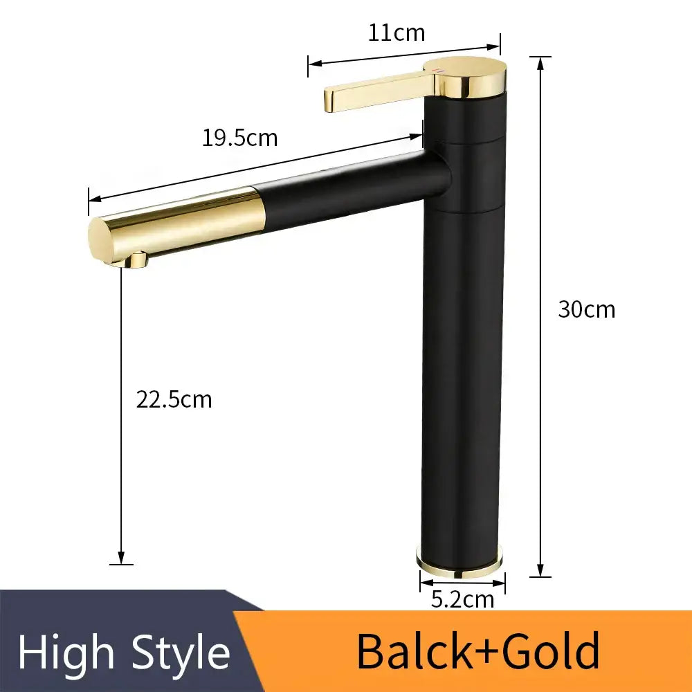 Modern black & chrome brass bathroom faucet swivel spout vanity tap