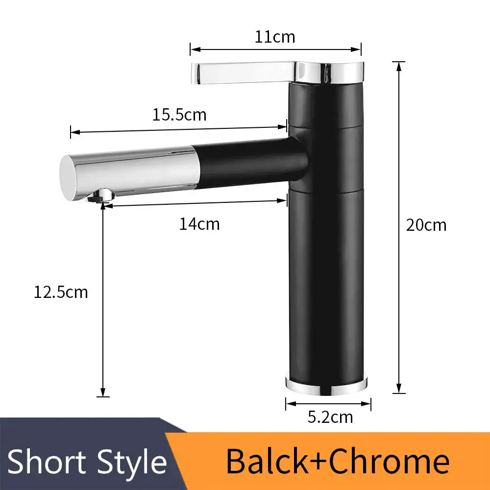 Modern black & chrome brass bathroom faucet swivel spout vanity tap