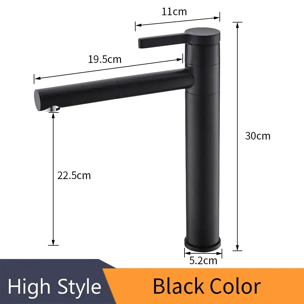 Modern black & chrome brass bathroom faucet swivel spout vanity tap