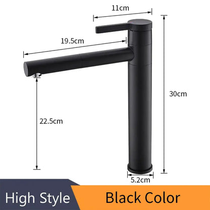 Modern black & chrome brass bathroom faucet swivel spout vanity tap
