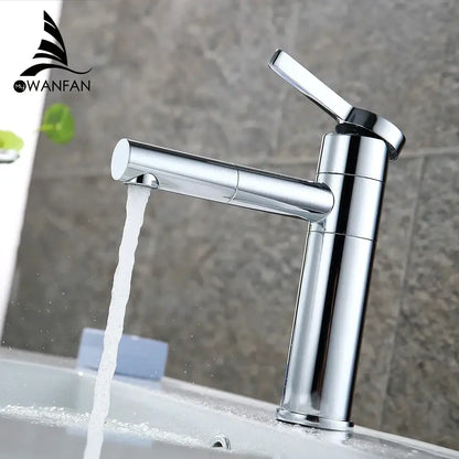 Modern black & chrome brass bathroom faucet swivel spout vanity tap