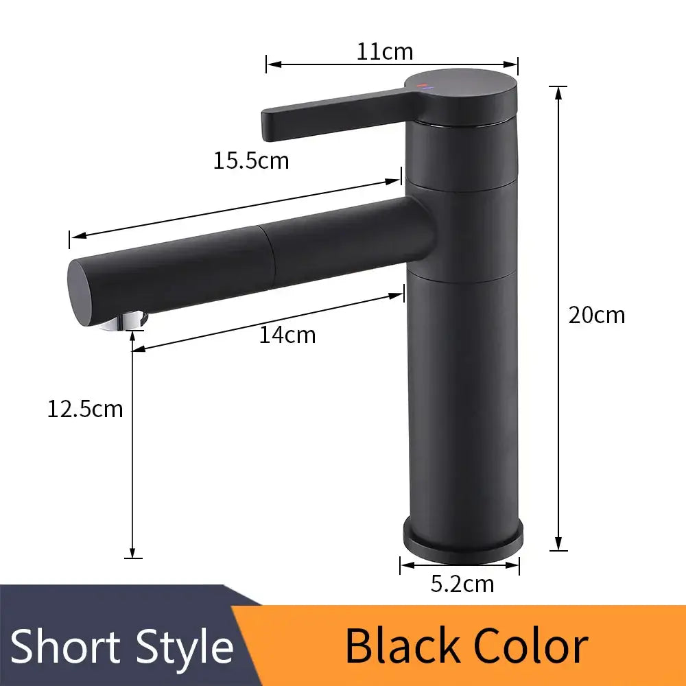 Modern black & chrome brass bathroom faucet swivel spout vanity tap