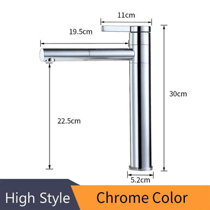 Modern black & chrome brass bathroom faucet swivel spout vanity tap