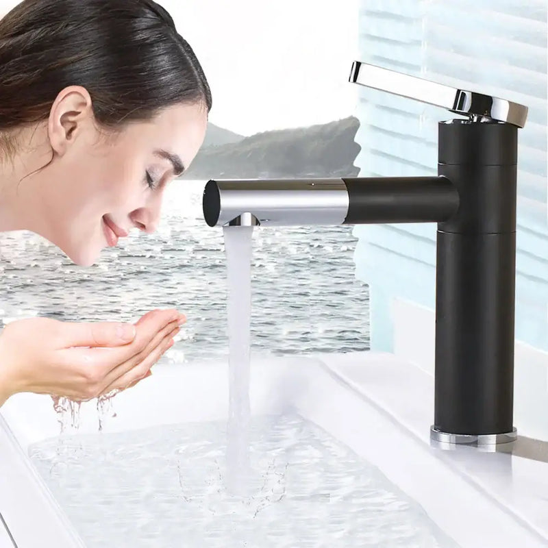 Modern black & chrome brass bathroom faucet vessel sink mixer