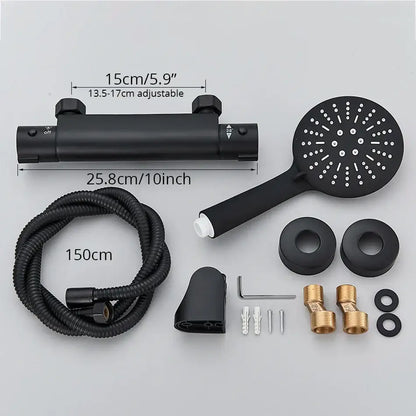 Modern black & chrome brass shower set bathroom wall mount mixer