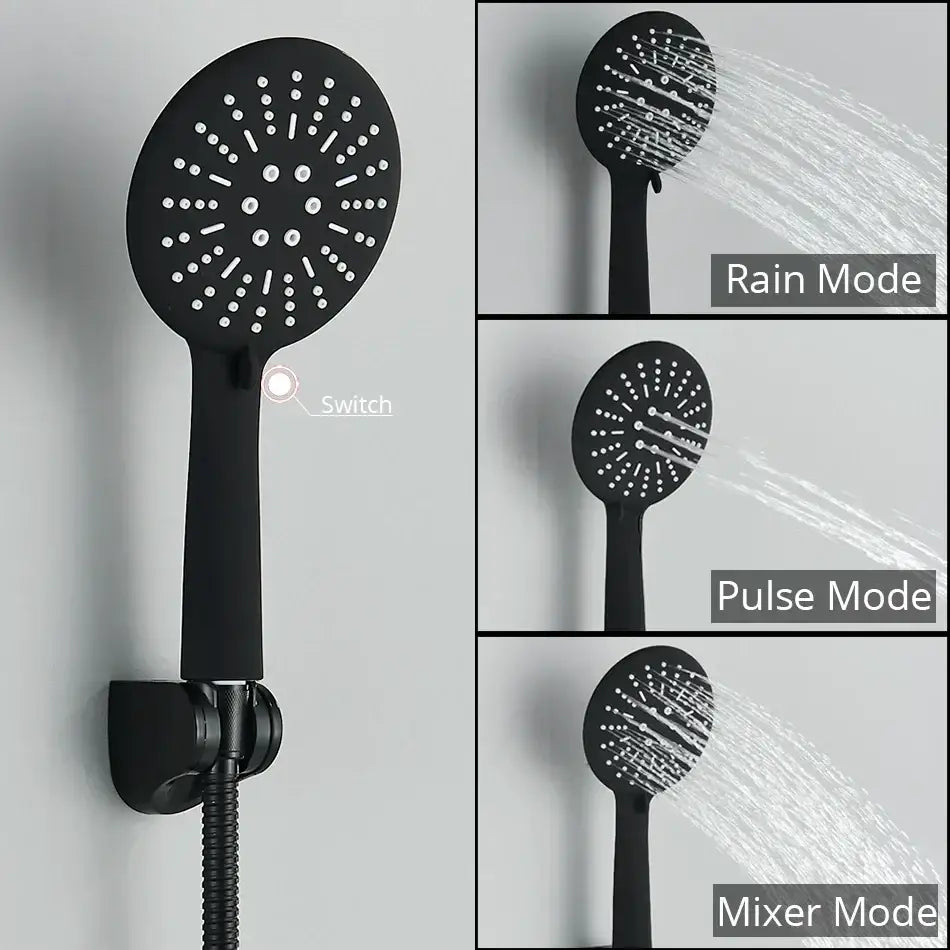Modern black & chrome brass shower set bathroom wall mount mixer