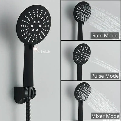Modern black & chrome brass shower set bathroom wall mount mixer