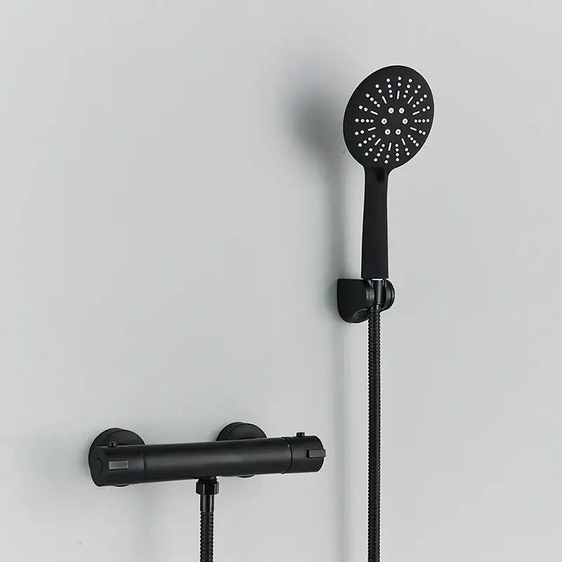 Modern black & chrome brass shower set bathroom wall mount mixer