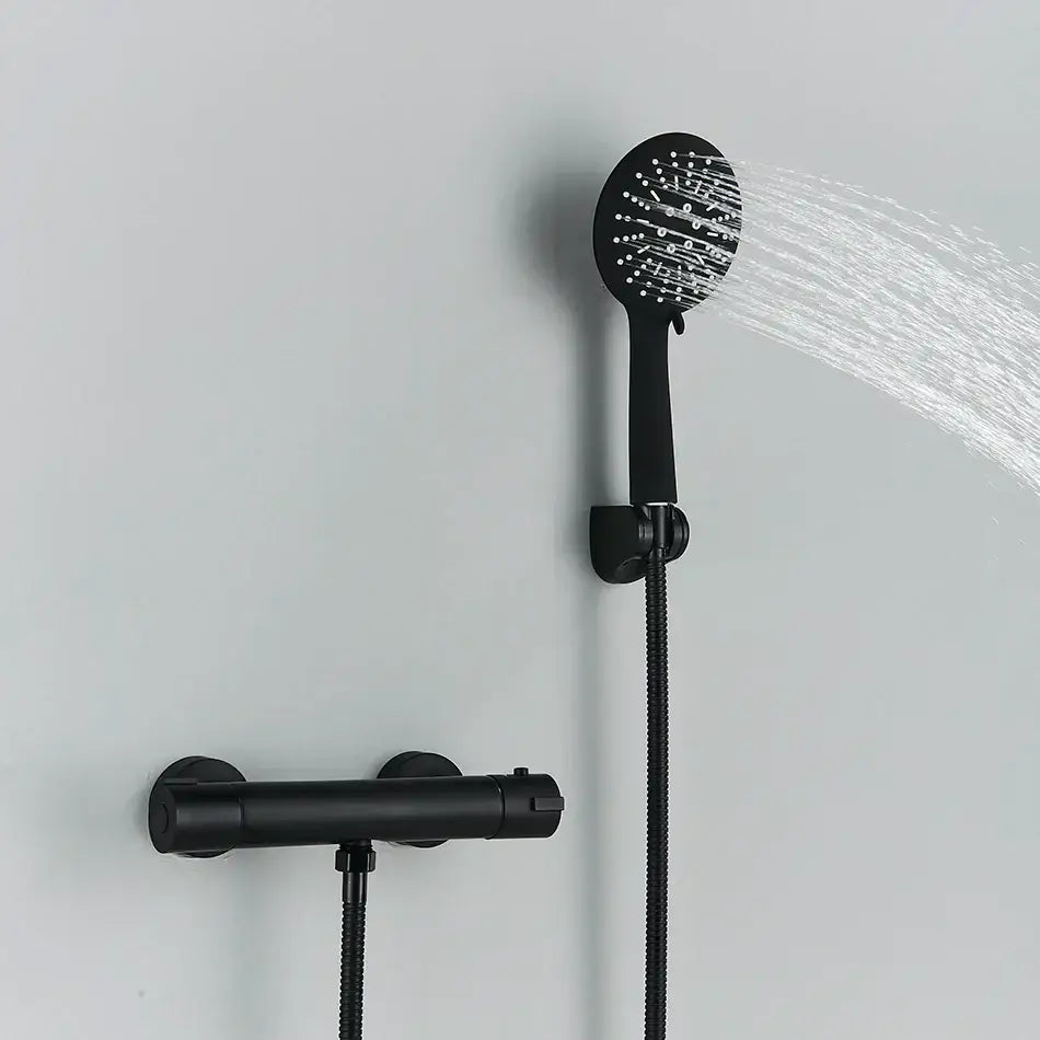Modern black & chrome brass shower set bathroom wall mount mixer