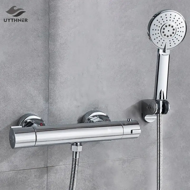Modern black & chrome brass shower set bathroom wall mount mixer