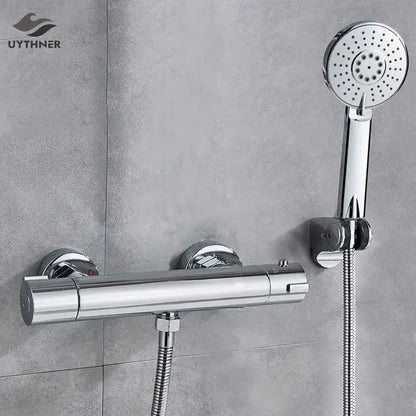Modern black & chrome brass shower set bathroom wall mount mixer