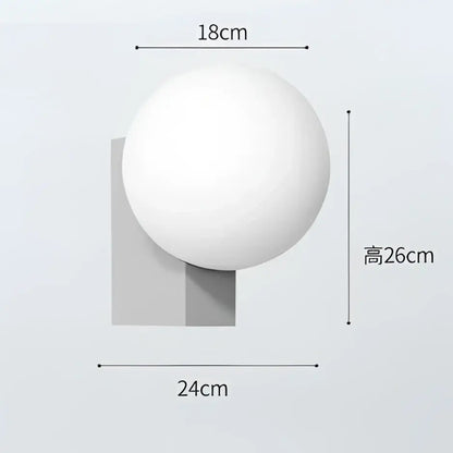 Modern black & chrome glass ball wall sconce bedroom light