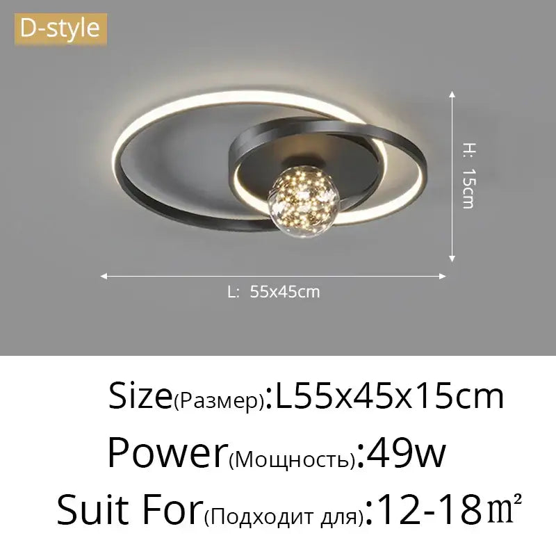 Modern black & chrome gypsophila chandelier living room led light