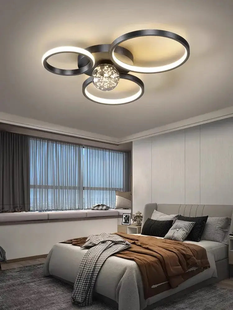 Modern black & chrome gypsophila chandelier living room led light