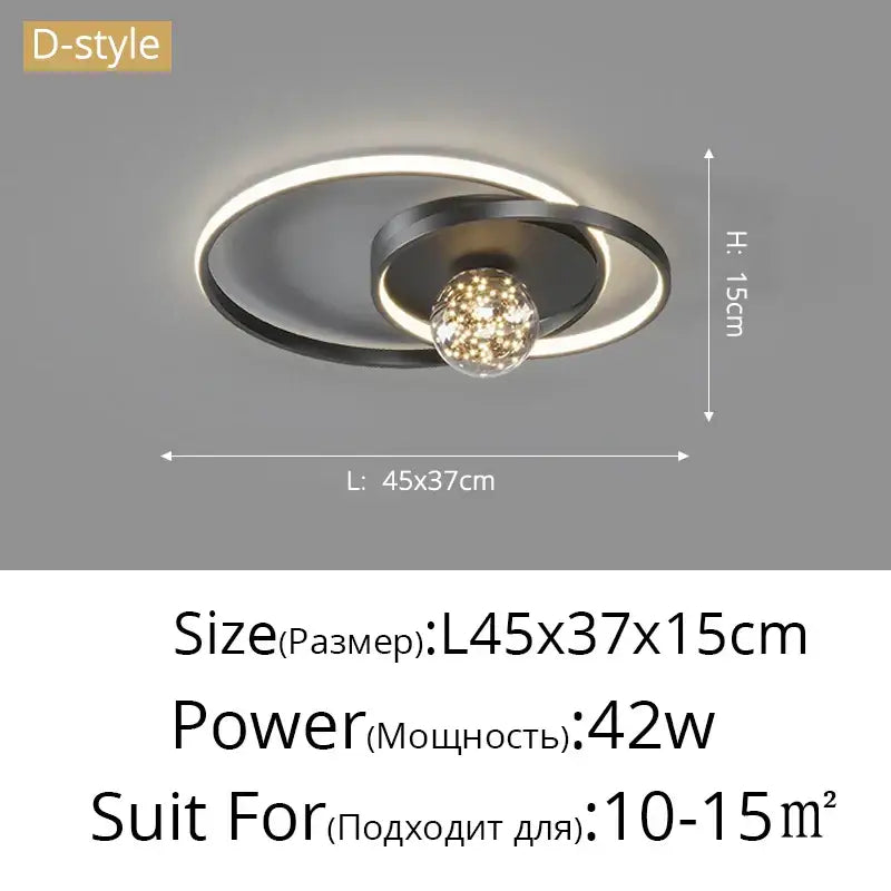 Modern black & chrome gypsophila chandelier living room led light