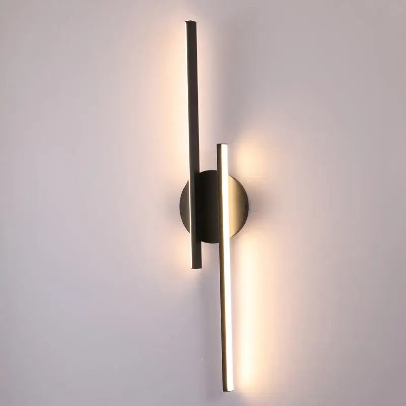 Modern black & chrome led strip wall light for bedroom