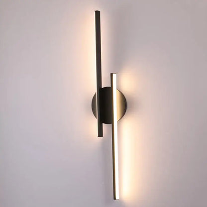 Modern black & chrome led strip wall light for bedroom