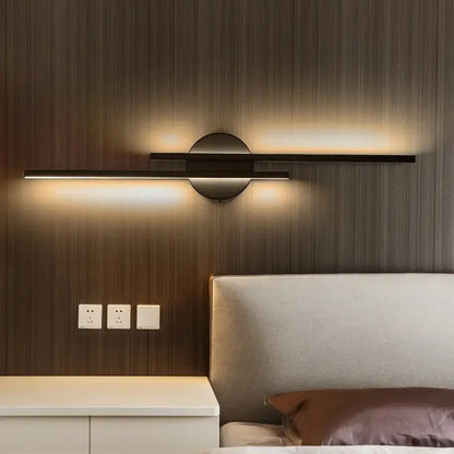 Modern black & chrome led strip wall light for bedroom