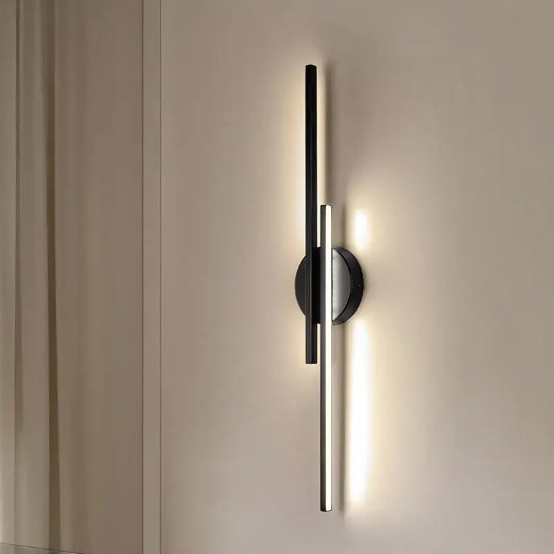 Modern black & chrome led strip wall light for bedroom