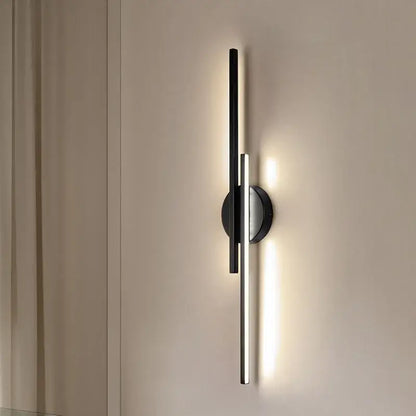 Modern black & chrome led strip wall light for bedroom