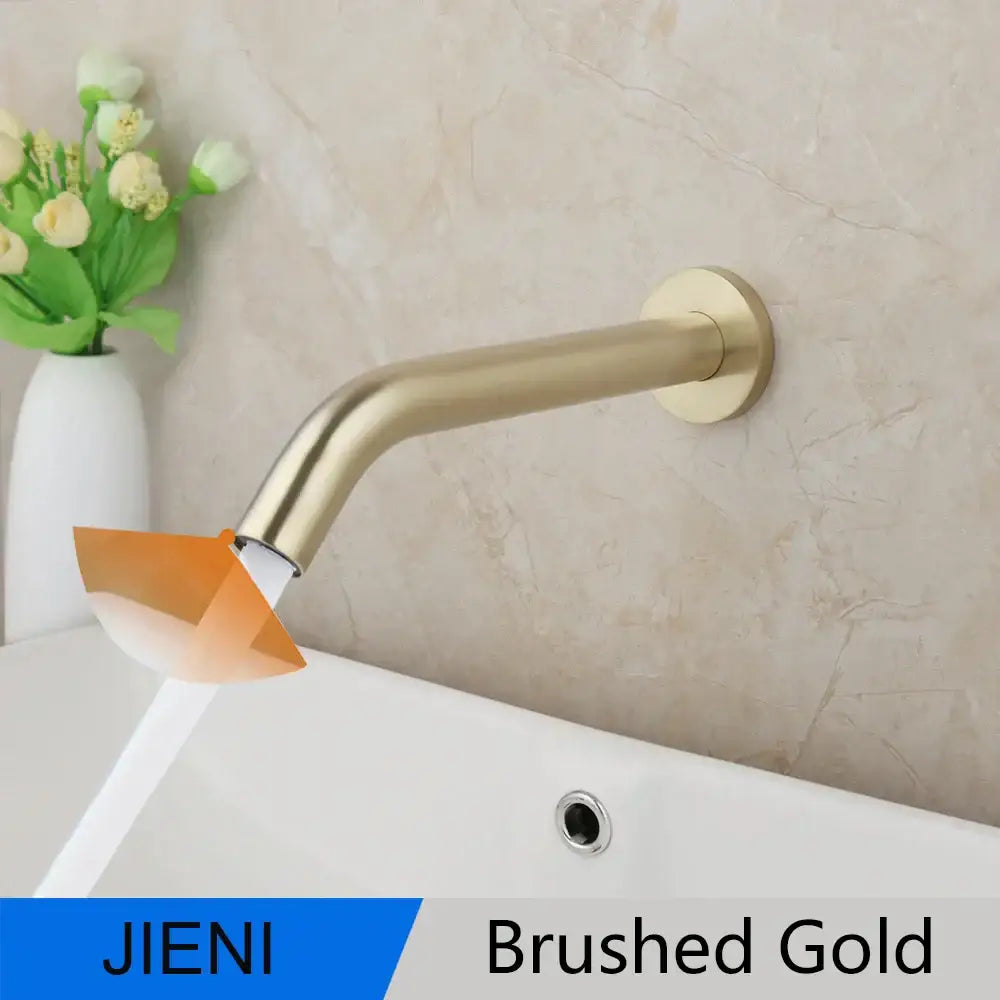 Modern black chrome sensor bathroom sink faucet wall mount