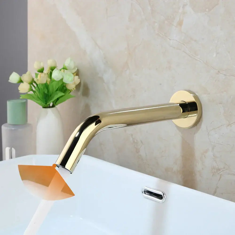 Modern black chrome sensor bathroom sink faucet wall mount
